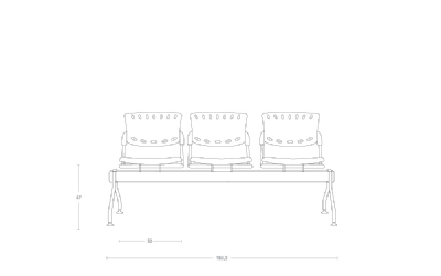 Dimensoes do produto longarina tn - 3 lugares
